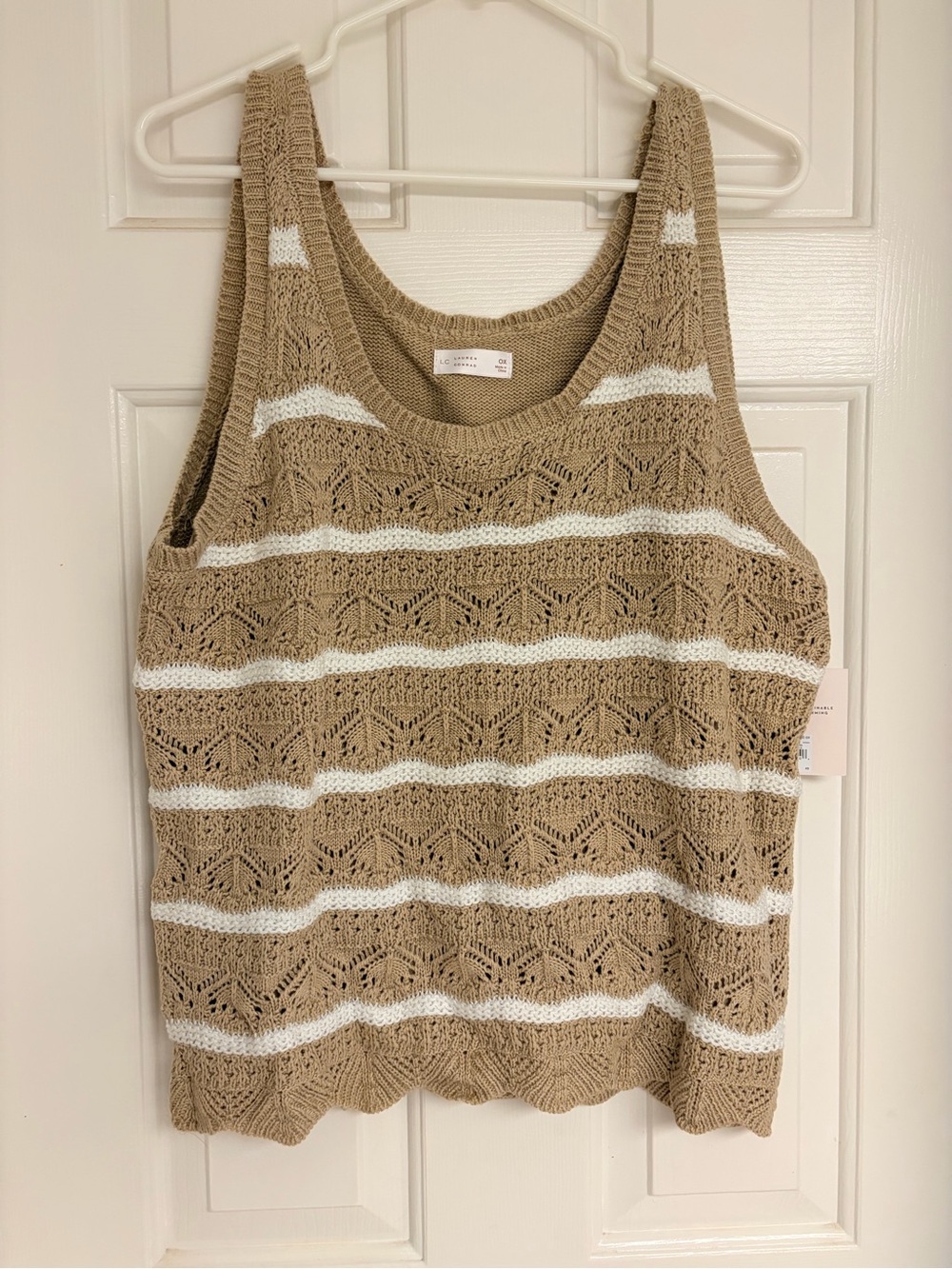 Kohl's Striped Knit Tank Top in Beige and White